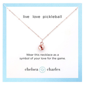Pickleball Charm Necklace - Rose Gold