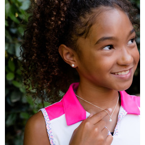 Silver Golf Ball Charm Necklace for Little Girls & Tweens